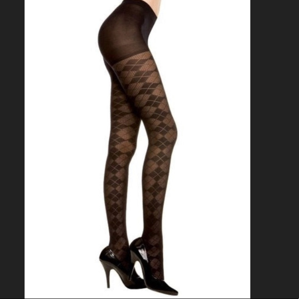 New Music Legs Black 🖤 Argyle Pantyhose Stockings #7032 One Size